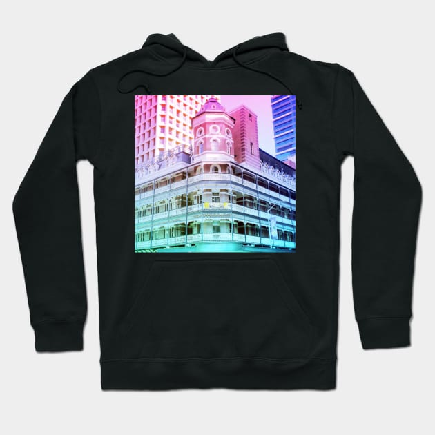 Pastel Brisbane City Down Under Bar Print Hoodie by annaleebeer